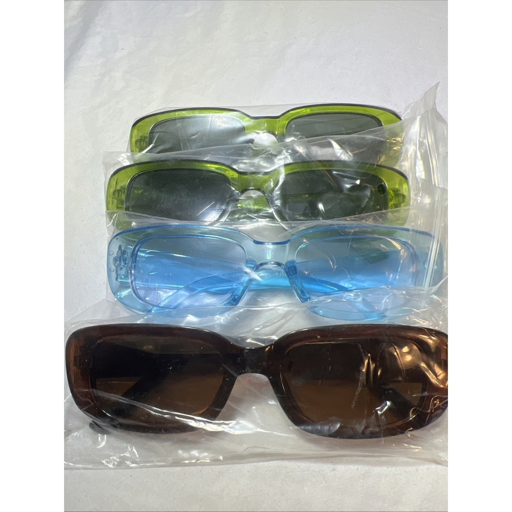Lot Of 4 Colored Sunglasses Brown Blue And 2 Green